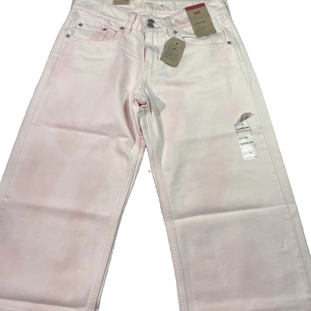 NEW Levi's Superlow Loose Jeans Womens 27x32 Pink Swirl low rise straight cotton